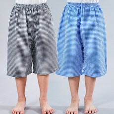 키즈라인 깅엄체크 7부 엠보 파자마 바지 2매입