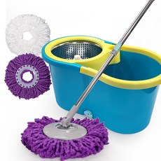 [걸레2장]동글이 스텐레스 통돌이걸레 스핀 통돌이 청소기 회전걸레, 1세트