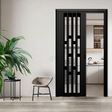 드레스룸 문 간이 중문 가벽 주방 안방 현관 가림막 매트블랙 알루미늄 접이식 도어, 고급 그레이 알루미늄 도어