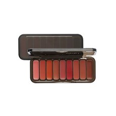 卡梅拉九色柔霧口紅盤 啞光霧面脣彩盤 持色調色盤 舞臺妝化妝師專用, 1個, 卡梅拉口紅盤+化妝刷