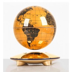 공중부양지구본 무중력 세계지도 선물용 서재 사무실 자동회전 집들이 선물 무드등 램프 조명, 6인치 나비 14CM 금색 야광 구체