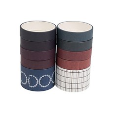 디어플레이스 컬러 패턴 데코 마스킹테이프 10종 세트 10mm x 2m 25mm x 2m, 1개, 02 깊어지는 가을