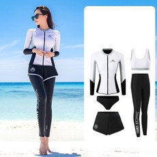 ［ 新品上新 ］情侶泳裝 泳裝女 女生五件套 男三件套 遊泳衣 長袖長褲 加大碼 潛水衣 浮潛服 沙灘衝浪服 水母衣, 女士 M