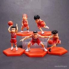 台出/優選精品 灌籃高手Q版手辦套裝：櫻木花道、流川楓車載擺件，動漫模型生日禮物, 大號-紅衣灌籃高手【五件套】店家推薦,高約11cm【收藏+關注享優先】, 1個