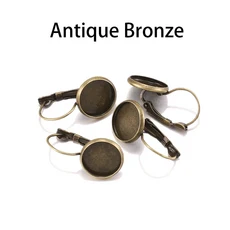 라운드 도금 카보 숑 카메오 트레이 설정 귀걸이 프랑스 레버 백 보석 용품 8 10 12 14 16 18 20 25 mm, 07 16mm x 10pcs, 05 Bronze
