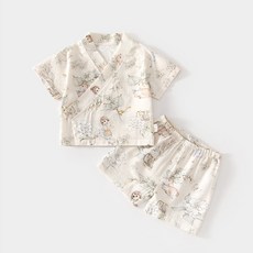 HYLSS 套裝寶寶家居服短袖短褲竹纖維上衣褲子兒童夏季空調服