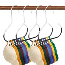 Lasuroa 모자 정리함 4개 내구성 있는 미끄럼 방지 야구 모자 보관 행거 실용적인 옷 액세서리 비니 벨트 타이 스카프 지갑에 적합 (블랙), 4, Black