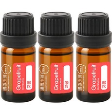 1+1+1 천연 100% 아로마 오일 에센셜 만향소포 PETA 비건 아로마테라피, 3개, 10ml, 자몽 에센셜오일
