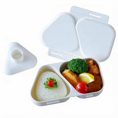 오니기리 삼각김밥틀 주먹밥 틀 2구+런치박스사용 도시락통 화이트 465ml Q529, 단품, 단품