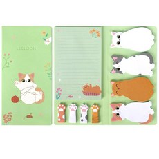 개구리 스티커 메모 세트 귀여운 스티커 메모장 개구리 셀프 스티커 메모 패드 동물 스티커 메모 분할 탭 개구리 애호가를 위한 메모 패드 작성 사무용품이 정말 마음에 듭니다, Cat