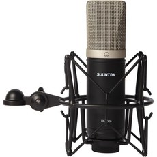 콘덴서 마이크 XLR 대형 다이아프램 전문 녹음 카디오이드 마이크 키트(쇼크 마운트 포함) 스튜디오 라이브 스트리밍 팟캐스트 보이스오버 유튜브용 (블랙), 검정