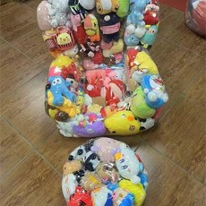 臺灣-出貨 【新款熱銷】網紅透明沙髮椅子兒童舒適玩偶娃娃戶外攝影單人柔軟收納道具 ACQR, 透明大號沙發+圓凳（不含娃娃）, 1個