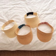 (앙상블) 아동 칼라밴딩 썬캡 모자 밀짚 왕골 라피아_35fgjyuea