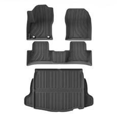 Corolla Cross 2023-2025年款 全套汽車腳踏墊, 黑色, Corolla Cross 2023-2025年款 腳踏墊+後車箱墊