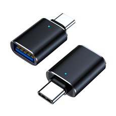 USB3.0轉Type-C發光指示燈高速OTG轉接頭 鋁合金USB母轉Type-C台灣出貨, 1個, 【黑色】USB3.0轉Type-C