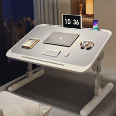 루체트리 테이블 폴딩 높이조절 접이식 침대 좌식 간이 베드트레이 각도조절 책상, 화이트