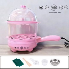 美規三插1100V智能定時煮蛋器小型多功能蒸蛋器宿舍家用雞蛋調溫, 智能款(粉色)雙層套裝:旗艦版：美規三插110V