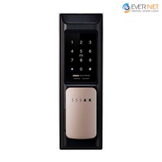 에버넷 무타공 푸시풀 도어락 에버플러스 AK-N102P 현관번호키 (번호+카드), 고객직접설치, AK-N102P 샴페인골드