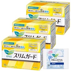 로리에 슬림 가드 많은 낮~보통의 날용 날개 없음 20.5cm 32개입×3개, 1개, 1개입