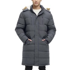 Rejork 남성용 엑스트라 롱 플리스 패딩 재킷 아우터 겨울 코트 후드 파카 따뜻한 방수 추운 날씨 네이비 4X-라지