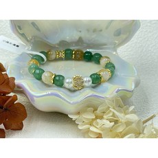 蜂蜜奶蓋黃水晶手串 東陵玉貝珠手鍊 金翠流光設計款 招財納福時尚飾品, 1個