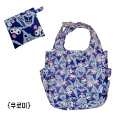 캐릭터 예쁜 접이식 휴대용 물병수납 에코백 시장 쇼핑 장바구니, 쿠로미, 1개