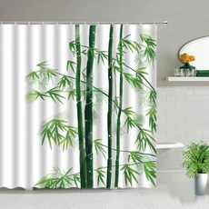 중국 스타일 녹색 대나무 샤워 커튼 방수 홈 욕실 장식 후크, 7. 933ZW