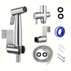 호스 키트가 있는 화장실 스프레이 욕실 비데 부착 수압 제어 조절 가능 스테인리스 스틸 기저귀 물 분무기 아기 세척 목욕 애완 동물 청소용 159340, 1개