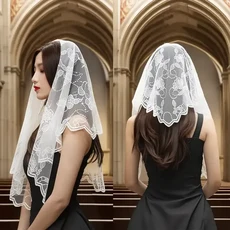 미제르바 플라워 미사보, 1개, 화이트 로즈