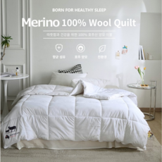 Merino 100% 호주산 양모 이불 사계절 항균 알러지케어 프리미엄 호텔 침구, 화이트