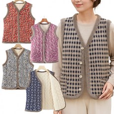 메모샵 *땡처리 고급 엣지퍼융털조끼 설날 추석 털배자 꽃무늬 할머니조끼 김장조끼 겨울조끼 융털안감