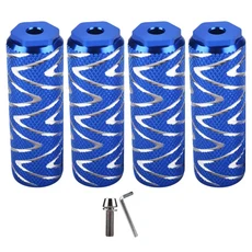 Runseaway 4Pcs 바이크 페그 알루미늄 합금 미끄럼 방지 자전거 발 페그 BMX 산악 자전거 사이클링 리어 스턴트 페그 장착 3/8인치 액슬 이지 설치(블랙), Blue