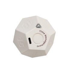 12面體計時器 簡約旋轉秒錶 廚房計時器 學生時間管理器 定時自律計時器 便攜式小鬧鐘, 白色, 1個