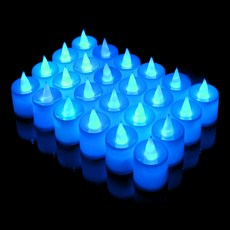 스토리빙 꺼지지 않는 티라이트 LED 전자초 24p, 블루