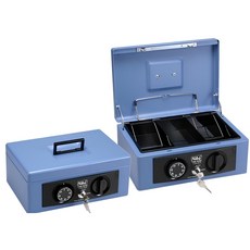 LILO密碼鑰匙雙重保護手提保險箱 輕巧便攜 現金收納盒, 藍