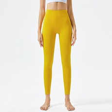 요가 팬츠 하이웨스트 힙업 운동용 속건 필라테스 요가복, 은행옐로우, S