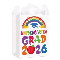 D24TIME 졸업 선물 가방 2025년 클래스 소형 손잡이 2개 팩 파티 포장 졸업생 그를 위한 여아 남아 고등학교 대학 용품, 6-1 Kindergarten