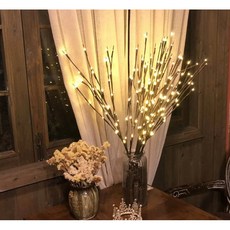 仿真樹枝LED彩燈創意夜燈，清吧民宿裝飾燈串，ins風北歐風格房間卧室布置裝飾，台灣出貨, 16L一支樹枝燈【暖白】,電池盒【2節5號電池】