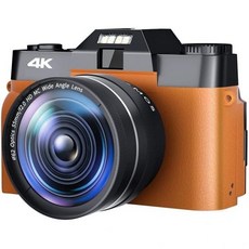 비디오 카메라 48MP 디지털 사진 회전 화면 4 18K 셀피 캠코더 와이드 앵글 매크로 렌즈 브이로그 오토포커스 용량 16G TF 카드 색상 포함-01, NO TF Card, With Lens-04
