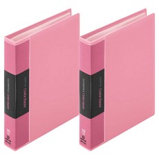 킹짐 컬러 베이스 10포켓 클리어 카드 파일 미니, 핑크, 2개