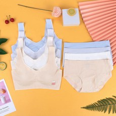 르브니 주니어 심리스 브라팬티 8종세트 소프트 프리컷팅 우리 아이 편한 속옷