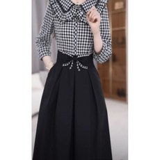 Yellwel 여름 여성용 슬림 원피스 중간 길이 체형 보정 DJP