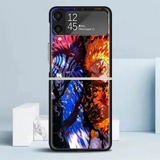 귀멸의칼날 아카자 갤럭시케이스 6 Z플립7 무한열차 3 삼성 4 5 무한성, 캔버스, 하늘색