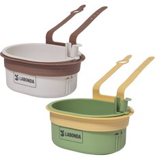 [원터치거름망]라본다 와이드 물빠짐 싱크대거치대, 화이트+그린, 1개