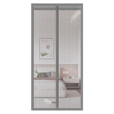 GÖ物趣 魔鬼氈磁吸防蚊門簾 磁吸門簾 防蚊門簾 房間門簾 紗門簾 落地門簾 加長門簾, 灰條紋90*210cm,一般款