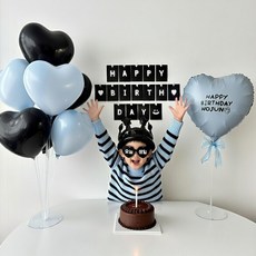 히얼투파티 감성 생일파티 용품 생일풍선 세트, 1세트, 3.감성set_블루