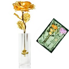 지나로즈 화이트데이 선물 어버이날 스승의날 금장미 금카네이션 24k 황금 장미 선물 생일 기념일 결혼기념일 꽃 선물, 금장미 만개 크리스탈, 1개