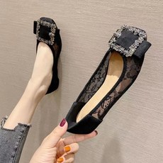 플랫슈즈 여름 여성용 레이스 통기성 메쉬 플랫 슈즈 여성