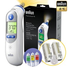 [필터41개] 브라운 정품 체온계 IRT-6525KO 국내 A/S 가능 + 조명 LED 포함 + 건전지 2개 고막 귀 아기 온도, 1개