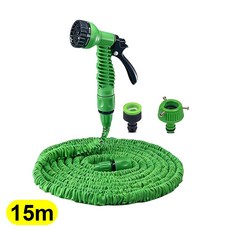 꼬임방지 물호스 멀티노줄분사기 베란다 욕실 정원용, 그린, 15m